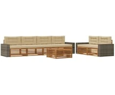 Lauko sofos komplektas 7 pcs Natūralus ir bežinis Poliesteris