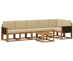 Lauko sofos komplektas 7 pcs Natūralus ir bežinis Poliesteris