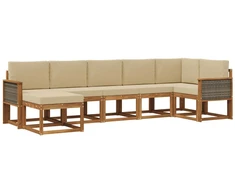 Lauko sofos komplektas 7 pcs Natūralus ir bežinis Poliesteris