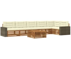 Lauko sofos komplektas 7 pcs Natūralus ir grietinėlė