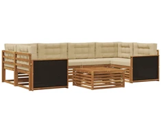 Lauko sofos komplektas 7 pcs Natūralus ir bežinis Poliesteris