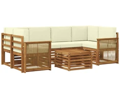 Lauko sofos komplektas 7 pcs Natūralus ir grietinėlė
