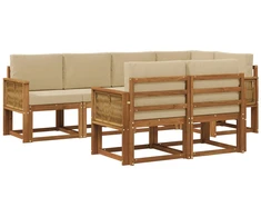 Lauko sofos komplektas 7 pcs Natūralus ir bežinis Poliesteris