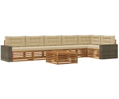 Lauko sofos komplektas 7 pcs Natūralus ir bežinis