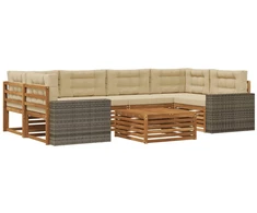 Lauko sofos komplektas 7 pcs Natūralus ir bežinis Poliesteris
