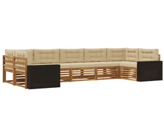 Lauko sofos komplektas 7 pcs Natūralus ir bežinis