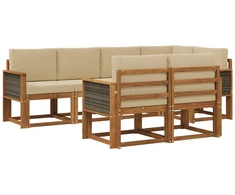 Lauko sofos komplektas 7 pcs Natūralus ir bežinis Poliesteris