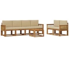 Lauko sofos komplektas 7 pcs Natūralus ir bežinis Poliesteris