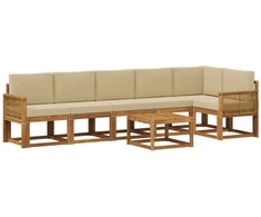 Lauko sofos komplektas 7 pcs Natūralus ir bežinis Poliesteris