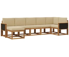 Lauko sofos komplektas 7 pcs Natūralus ir bežinis Poliesteris