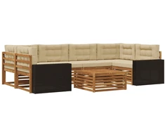 Lauko sofos komplektas 7 pcs Natūralus ir bežinis Poliesteris