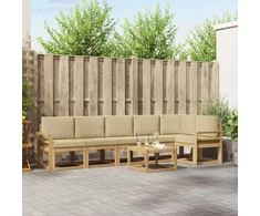 Lauko sofos komplektas 7 vnt. Balta ir kreminė Poliesteris