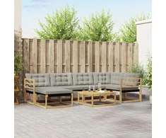 Lauko sofos komplektas 7 vnt. Balta ir šviesiai pilka