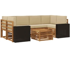 Lauko sofos komplektas 7 vnt. Natūralus ir bežinis