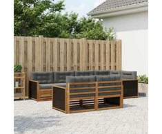 Lauko sofos komplektas 7 vnt. 7 vietos Natūralus ir antracitas