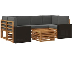 Lauko sofos komplektas 7 vnt. Natūralus ir antracitas