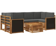 Lauko sofos komplektas 7 vnt. Natūralus ir antracitas