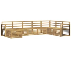 Lauko sofos komplektas 8 pcs Balta 306 x 187,5 x 73 cm