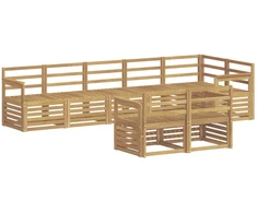 Lauko sofos komplektas 8 pcs Balta 306 x 128,5 x 73 cm