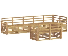 Lauko sofos komplektas 8 pcs Balta 308 x 130,5 x 73 cm