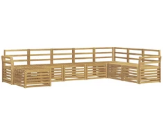 Lauko sofos komplektas 8 pcs Balta 308 x 190 x 73 cm