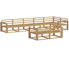 Lauko sofos komplektas 8 pcs Balta 410 x 172,5 x 73 cm