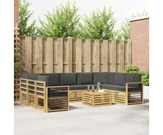 Lauko sofos komplektas 8 pcs Balta ir antracito 59 x 59 x 37 cm