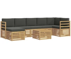Lauko sofos komplektas 8 pcs Balta ir antracito 59 x 59 x 37 cm