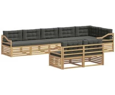 Lauko sofos komplektas 8 pcs Balta ir antracito Poliesteris