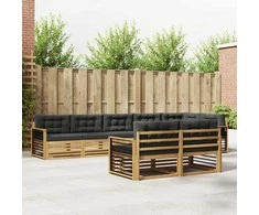 Lauko sofos komplektas 8 pcs Balta ir antracito Poliesteris