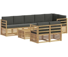 Lauko sofos komplektas 8 pcs Balta ir antracito 59 x 59 x 37 cm