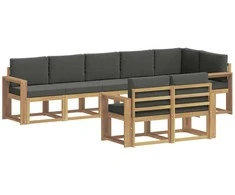 Lauko sofos komplektas 8 pcs Balta ir antracito Poliesteris