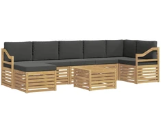 Lauko sofos komplektas 8 pcs Balta ir antracito 59 x 59 x 37 cm