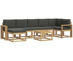 Lauko sofos komplektas 8 pcs Balta ir antracito Poliesteris