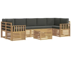 Lauko sofos komplektas 8 pcs Balta ir antracito Poliesteris