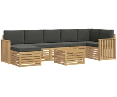 Lauko sofos komplektas 8 pcs Balta ir antracito 59 x 59 x 37 cm