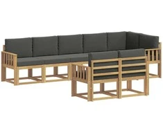 Lauko sofos komplektas 8 pcs Balta ir antracito Poliesteris