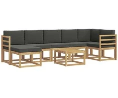 Lauko sofos komplektas 8 pcs Balta ir antracito Poliesteris