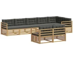 Lauko sofos komplektas 8 pcs Balta ir antracito Poliesteris