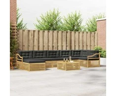 Lauko sofos komplektas 8 pcs Balta ir antracito Poliesteris