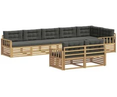 Lauko sofos komplektas 8 pcs Balta ir antracito Poliesteris