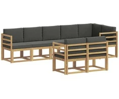 Lauko sofos komplektas 8 pcs Balta ir antracito Poliesteris