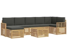 Lauko sofos komplektas 8 pcs Balta ir antracito 59 x 59 x 37 cm
