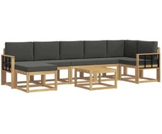 Lauko sofos komplektas 8 pcs Balta ir antracito Poliesteris
