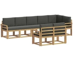 Lauko sofos komplektas 8 pcs Balta ir antracito Poliesteris