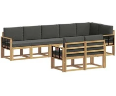 Lauko sofos komplektas 8 pcs Balta ir antracito Poliesteris