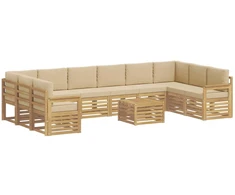Lauko sofos komplektas 8 pcs Balta ir Bežė 59 x 59 x 37 cm