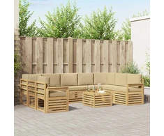 Lauko sofos komplektas 8 pcs Balta ir Bežė 59 x 59 x 37 cm
