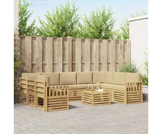 Lauko sofos komplektas 8 pcs Balta ir Bežė 59 x 59 x 37 cm