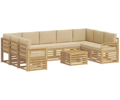 Lauko sofos komplektas 8 pcs Balta ir Bežė 59 x 59 x 37 cm